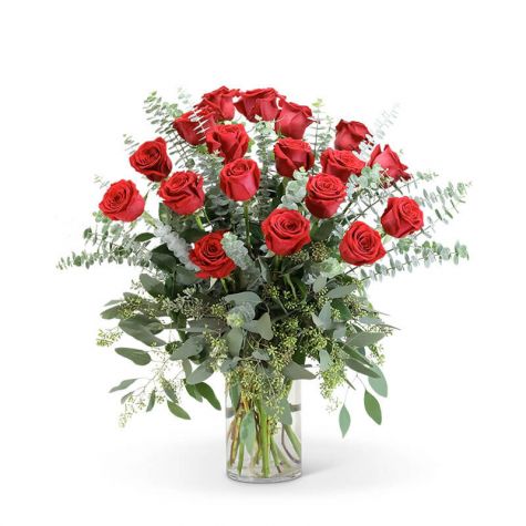 Red Roses with Eucalyptus Foliage (18)