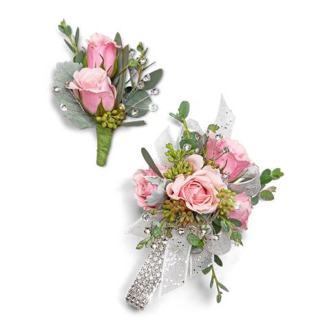 Glossy Corsage and Boutonniere Set