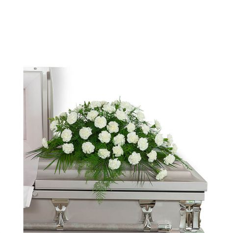 Peaceful in White Casket Spray