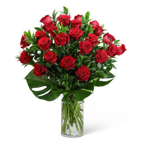 Red Roses with Modern Foliage (24)