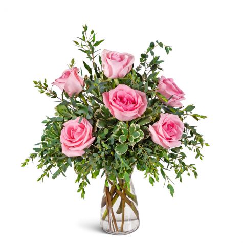 Half Dozen Pink Roses