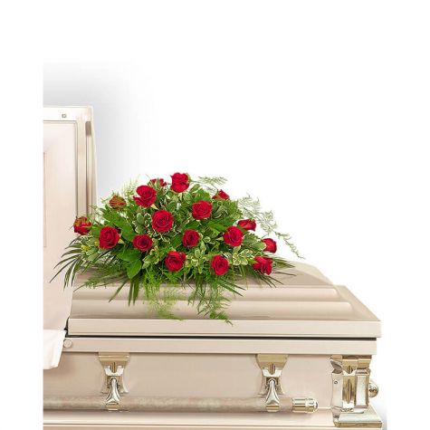 18 Red Roses Casket Spray