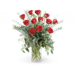 Red Roses with Eucalyptus Foliage (12)