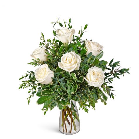 Half Dozen White Roses
